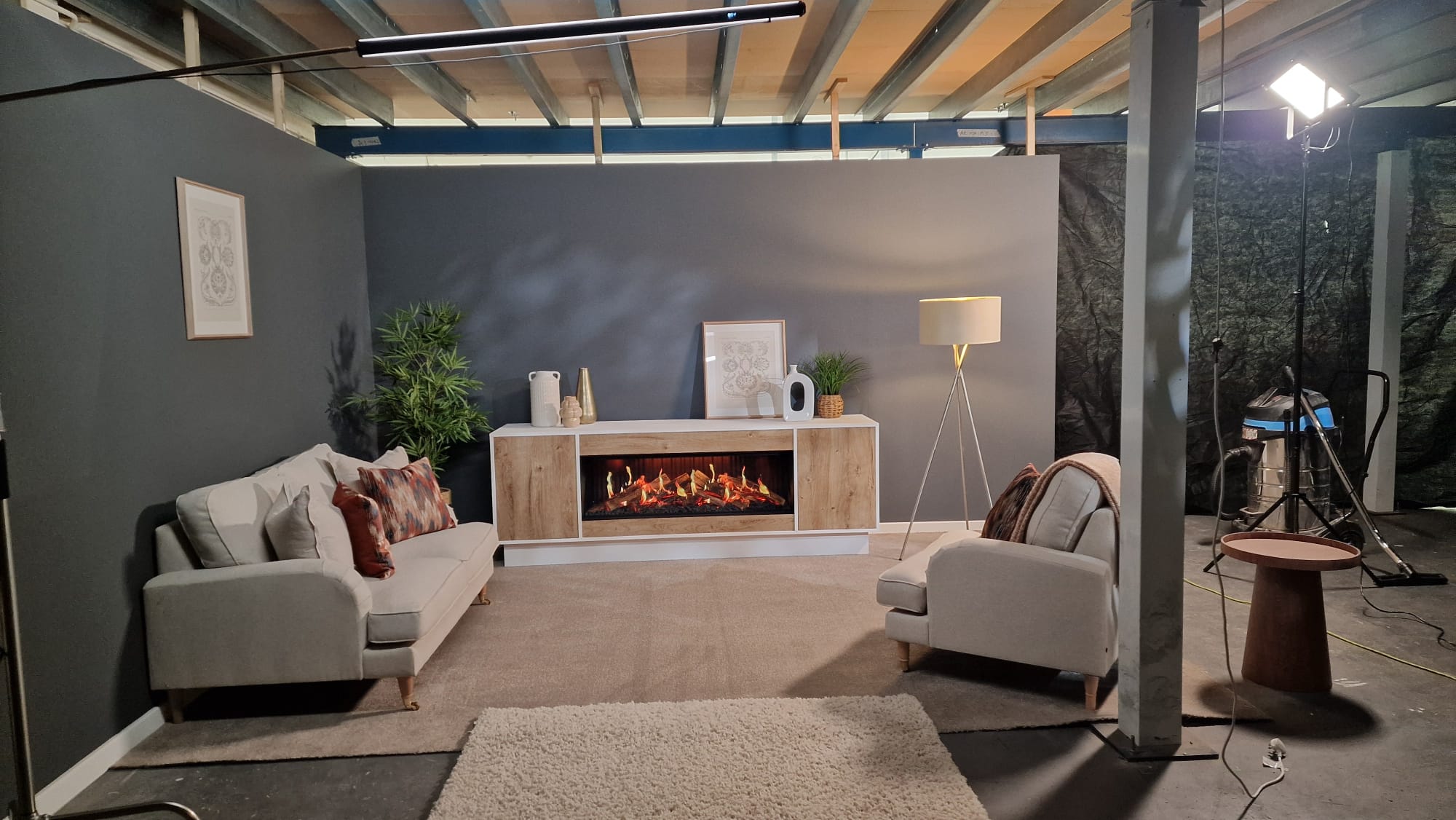 Flamerite fire on a studio set